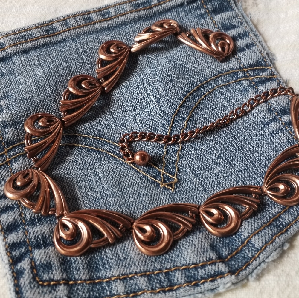 Signed RENOIR Copper Wing Link MCM Necklace